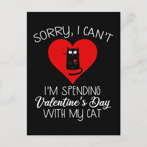 Im Spending Valentines Day With My Cat Postcard