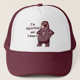 I'M SQUATCHY AND I KNOW IT - Funny Bigfoot Logo Trucker Hat