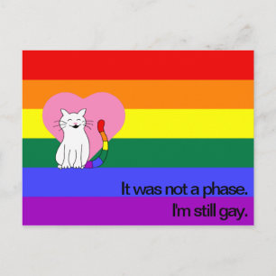 I'm Still Gay Cat with LGBT Pride Rainbow Flag Postcard