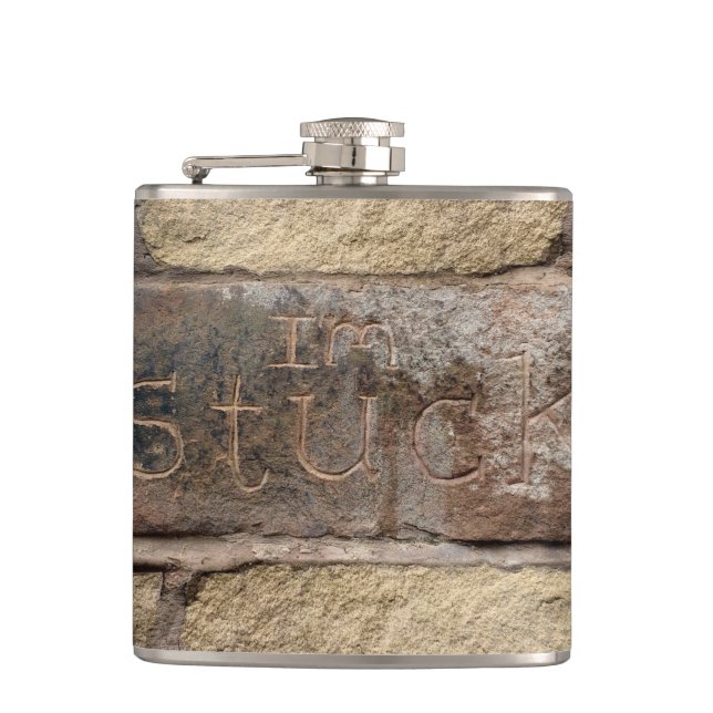 "I'm Stuck" another brick in the wall Flask (Front)