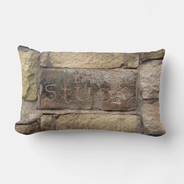 "I'm Stuck" another brick in the wall Lumbar Pillow (Front)
