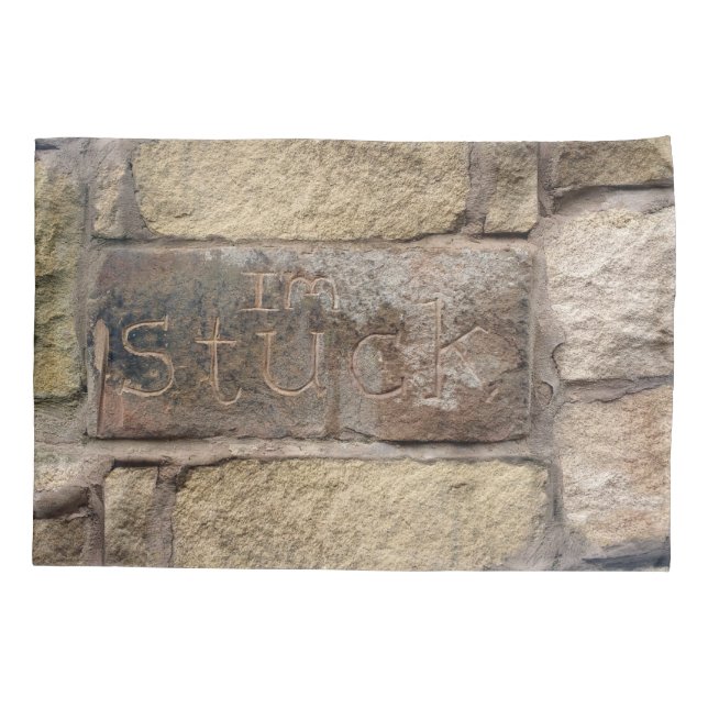 "I'm Stuck" another brick in the wall Pillow Case (Back)