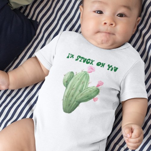 Im Stuck On You Cactus Baby Jumper Watercolor Baby Bodysuit