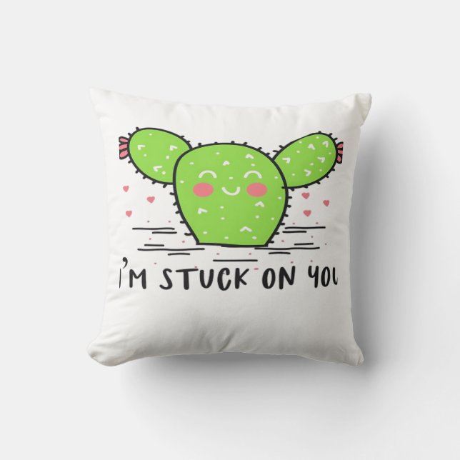 Im Stuck On You Cactus Cute Plant Style  Throw Pillow (Front)