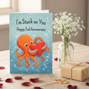 I'm Stuck on You Octopus Anniversary Funny any yr Card