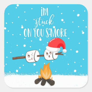 I'm stuck on your s'more funny joke christmas square sticker