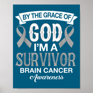 I'm survivor brain cancer awareness gray ribbon ch poster