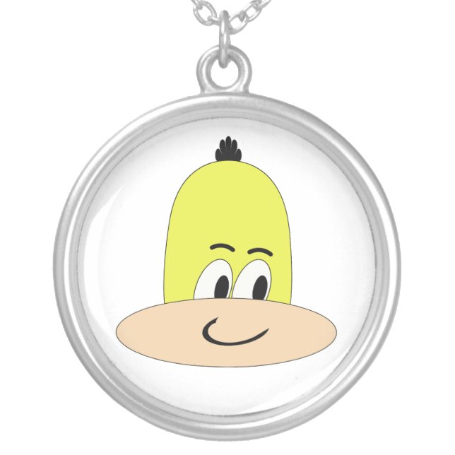 I'm Sveety,  Funny Face Cartoon Silver Plated Necklace (Front)