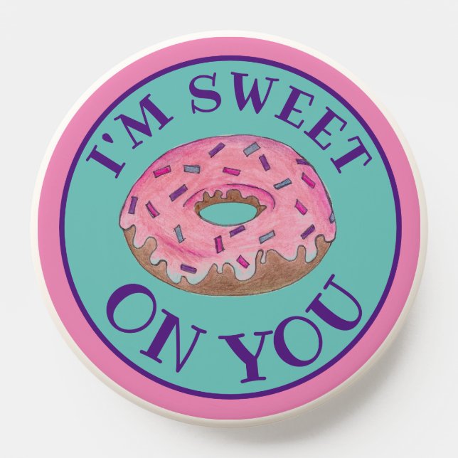 I'm Sweet on You Pink Donut Doughnut Sprinkles PopSocket (Popsocket)