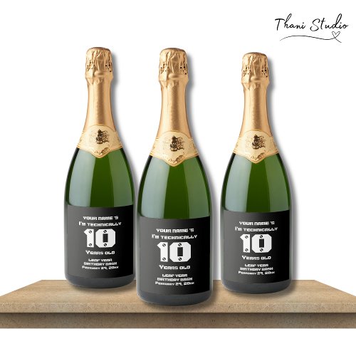 Im Technically years old Leap Year Birthday BL Sparkling Wine Label