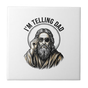 I'm Telling Dad Vintage Engraving Funny Shirt Ceramic Tile