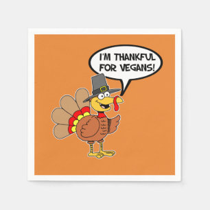 I'm Thankful For Vegans Turkey Cartoon Napkins