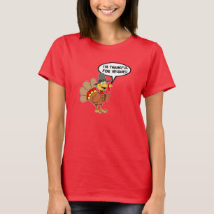 I'm Thankful For Vegans Turkey Cartoon T-Shirt