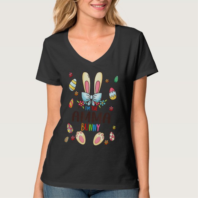 I'm The Amma Bunny Easter Day Matching Family Egg  T-Shirt (Front)