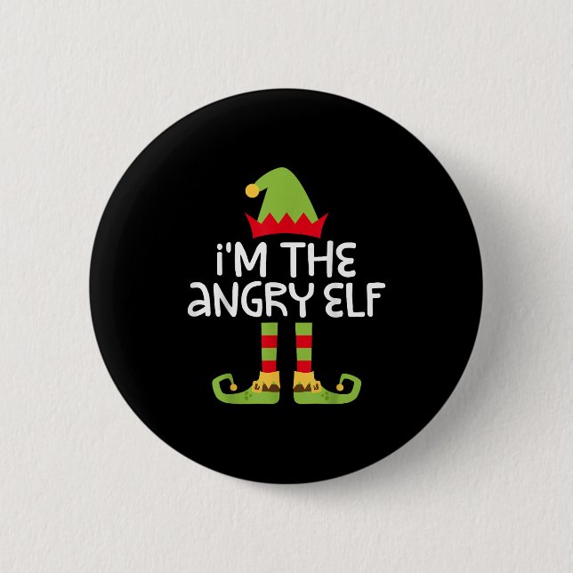 I'm The Angry Elf Matching Christmas Elf Shirt  Button (Front)