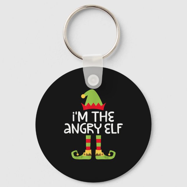 I'm The Angry Elf Matching Christmas Elf Shirt  Keychain (Front)