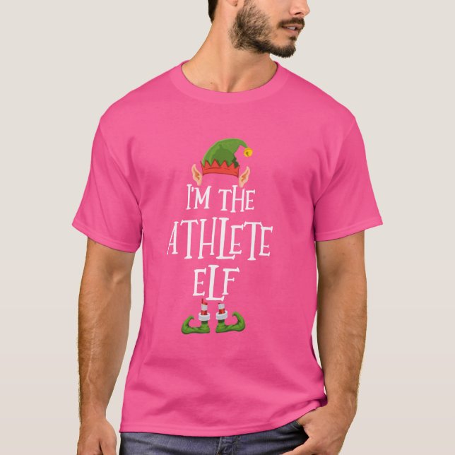 I'm the Athlete Elf Graphic - Funny Ugly Christmas T-Shirt (Front)