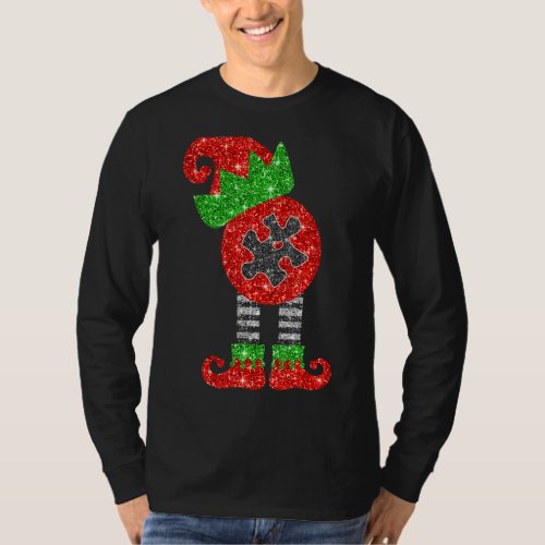 Im The Autism Puzzle Elf Teacher Matching Christm T_Shirt