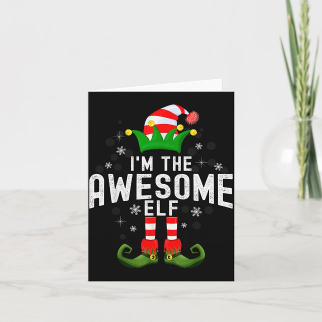 I'm The Awesome Elf Christmas Family Pjs Costume  Card (Front)