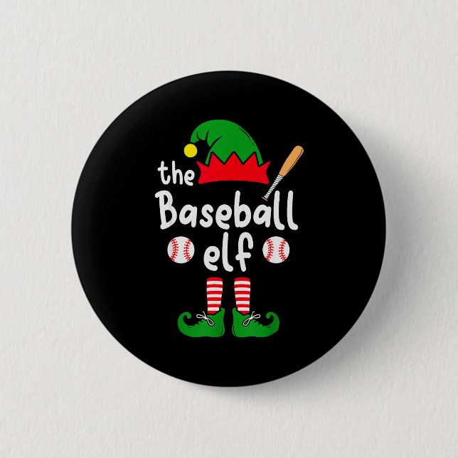 I'm The Baseball Elf Christmas Family Matching Paj Button (Front)