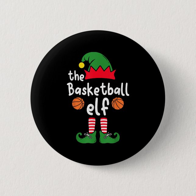 I'm The Basketball Elf Christmas Family Matching P Button (Front)