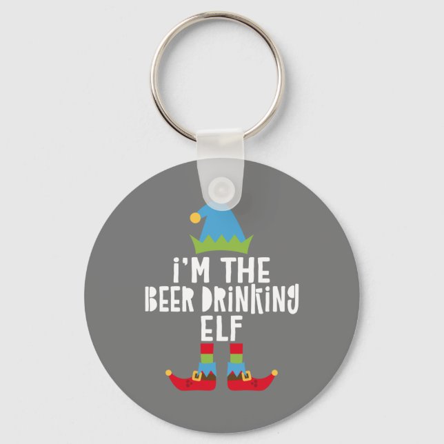 I'm The Beer Drinking Elf  Matching Christmas Keychain (Front)