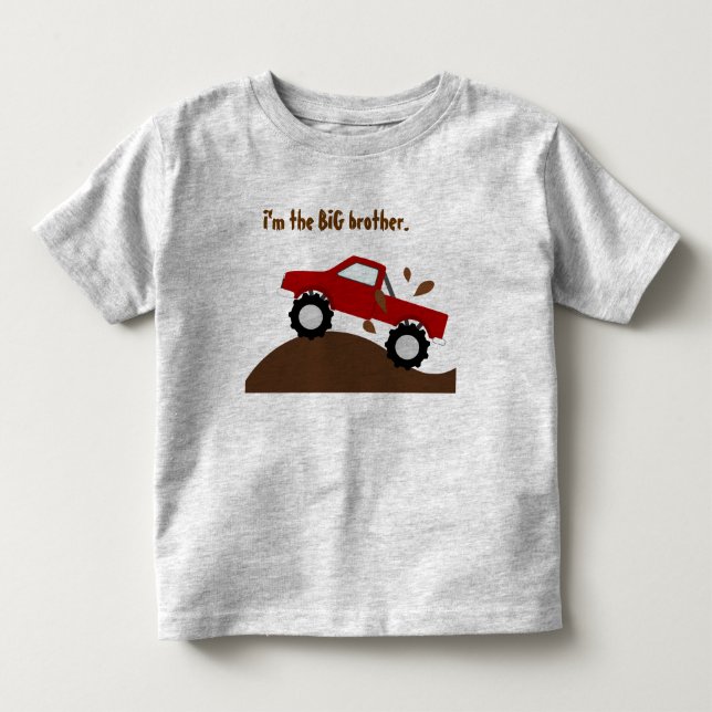 I'm The Big Brother Red Monster Truck Toddler T-shirt (Front)