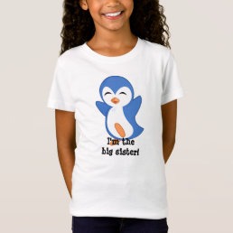 I&#39;m the Big Sister Blue and White Penguin T Shirt
