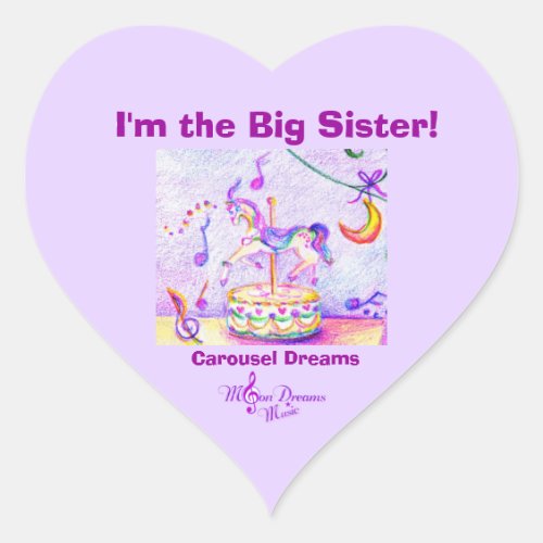 Im the Big Sister Carousel Dreams Heart Stickers