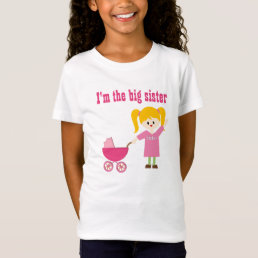 &quot;I&#39;m the big sister&quot; Little Girl Dressed in Pink T-Shirt