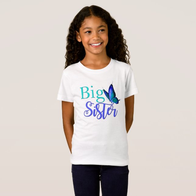 I'm The Big Sister Shirt with Blue Green Butterfly (Front Full)