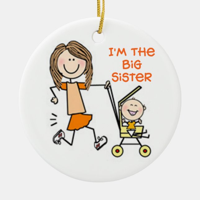I'm the Big Sister Stick Figure Ceramic Ornament (Front)