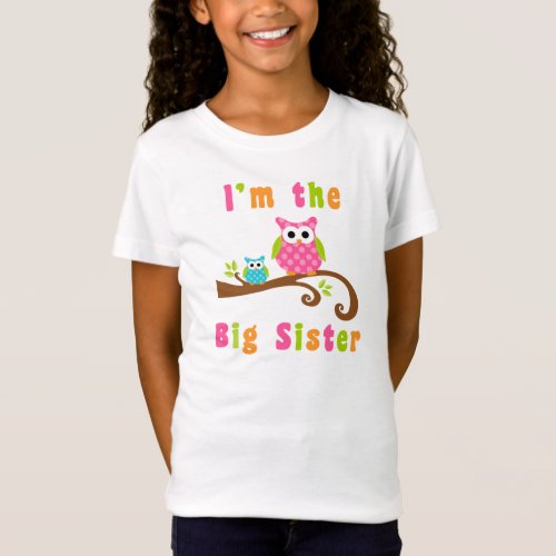 Im the Big Sister to Brother Cute Owls T_Shirt
