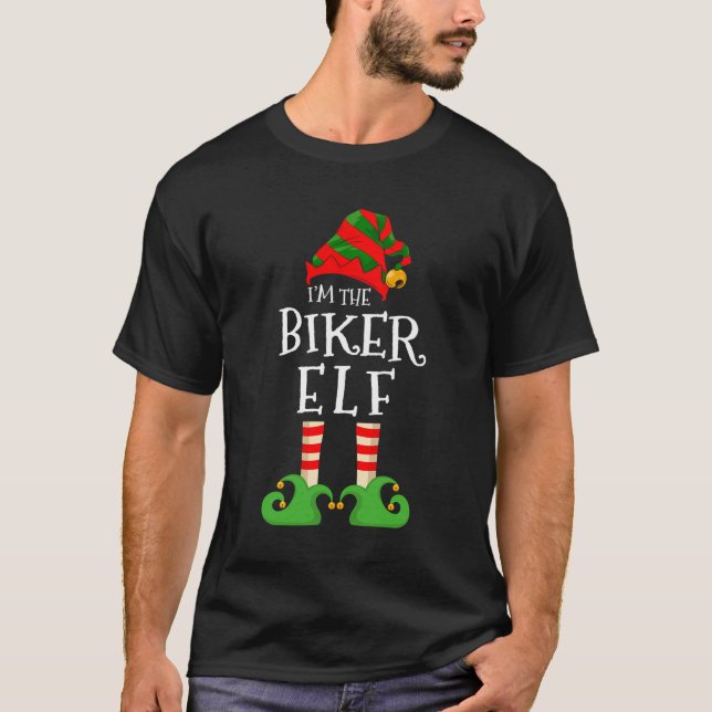 I'M The Biker Elf Funny Matching Christmas Pajama  T-Shirt (Front)
