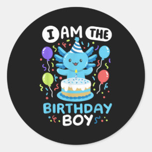 I'm The Birthday Boy Kids Axolotl Bday Cute Family Classic Round Sticker