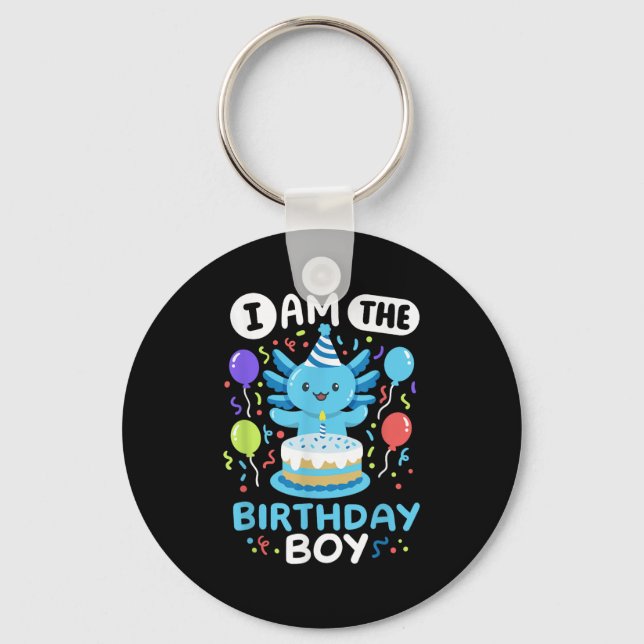Im The Birthday Boy Kids Axolotl Bday Cute Family  Keychain (Front)