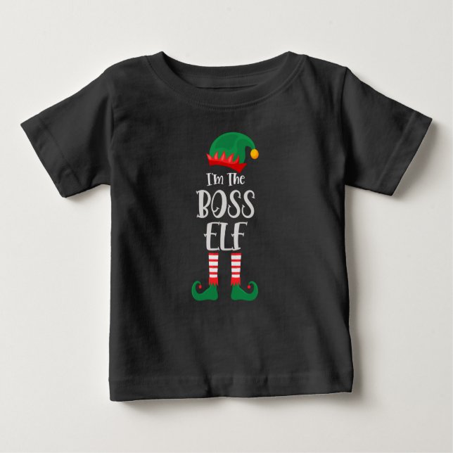 Im The Boss Elf Matching Christmas Baby T-Shirt (Front)