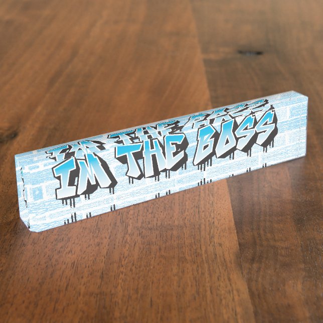 IM THE BOSS Funny Graffiti Name Plate Business (Side)