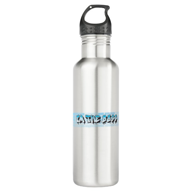IM THE BOSS Graffiti Theme Blue Splatter Paint Stainless Steel Water Bottle (Front)