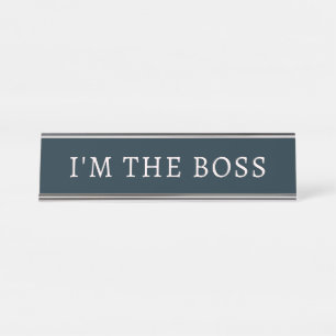 Im the boss navy blue desk name plate