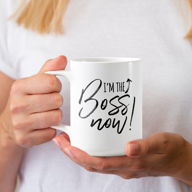 I'm The Boss Now Fun Typographic Brush Script Coffee Mug (Creator Uploaded)