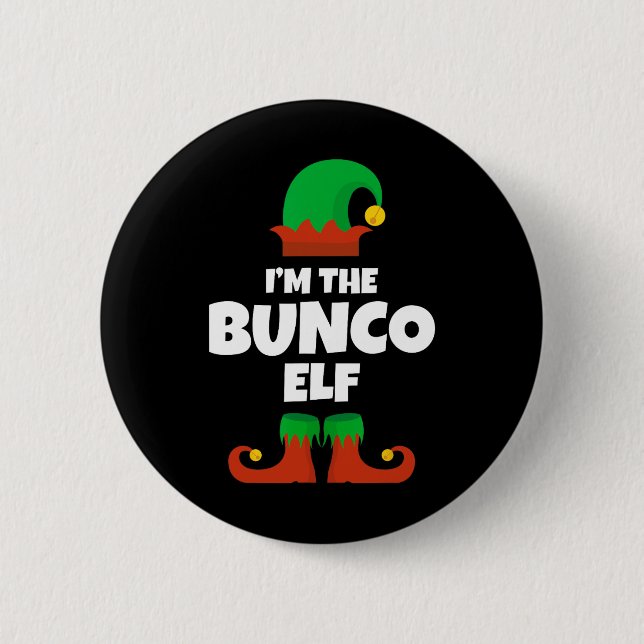 I'm The Bunco Elf Family Pajama Christmas Funny Bu Button (Front)