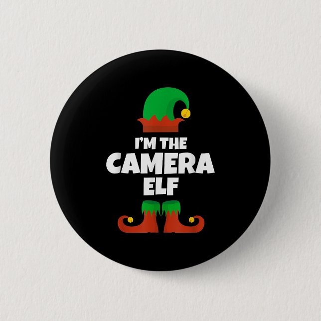 I'm The Camera Elf Family Pajama Christmas Man Pho Button (Front)