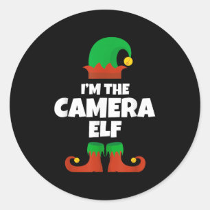 I'm The Camera Elf Family Pajama Christmas Man Pho Classic Round Sticker