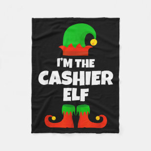 I'm The Cashier Elf Family Pajama Christmas Funny Fleece Blanket