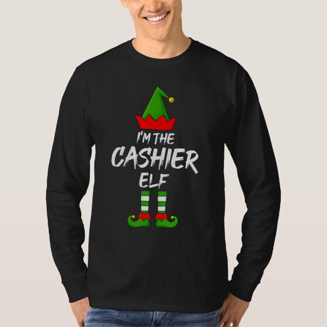 I'm The Cashier Elf Matching Family Elf Christmas T-Shirt (Front)
