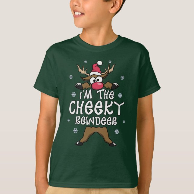 Im The Cheeky Reindeer Family Christmas Pajama Top (Front)