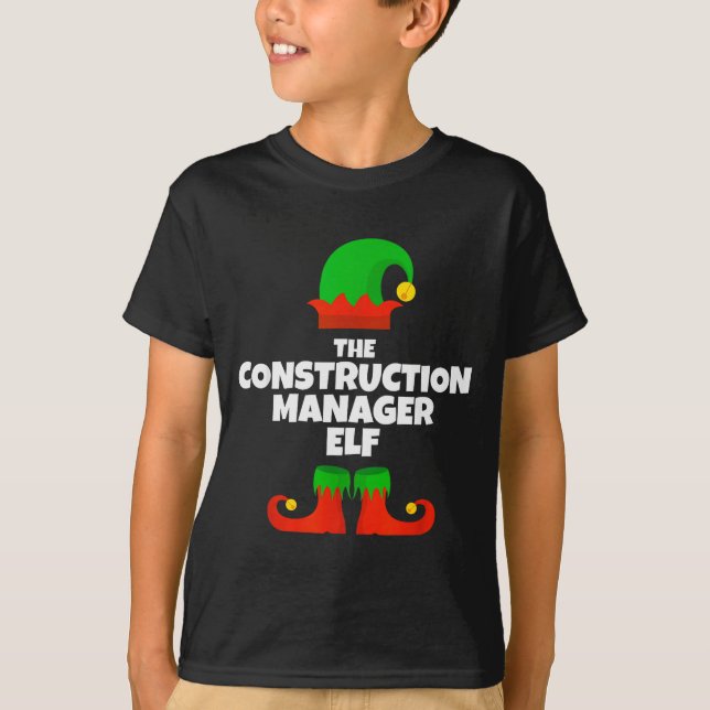 I'm The Construction Manager Elf Family Pajama Chr T-Shirt (Front)