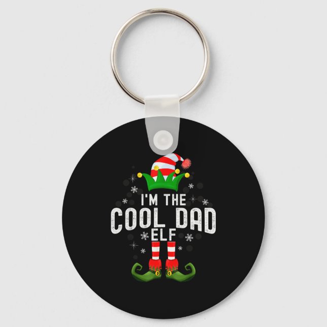 I'm The Cool Dad Elf Christmas Family Pjs Costume  Keychain (Front)