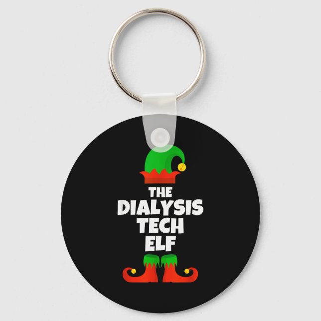 I'm The Dialysis Tech Elf Family Pajama Christmas  Keychain (Front)